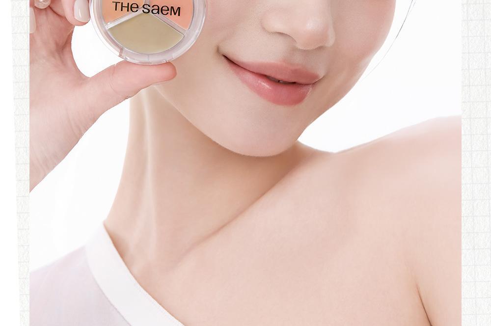 【光澤款】GlowPick🏆~韓國 TheSaem Cover Perfection Triple Pot Concealer Glow 完美色遮瑕X校正X調膚修容盤光澤版 (#01-03) - 3色選擇
