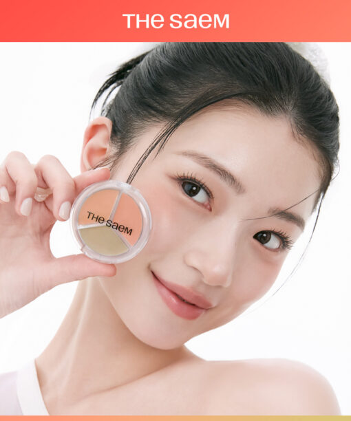 【光澤款】GlowPick🏆~韓國 TheSaem Cover Perfection Triple Pot Concealer Glow 完美色遮瑕X校正X調膚修容盤光澤版 (#01-03) - 3色選擇