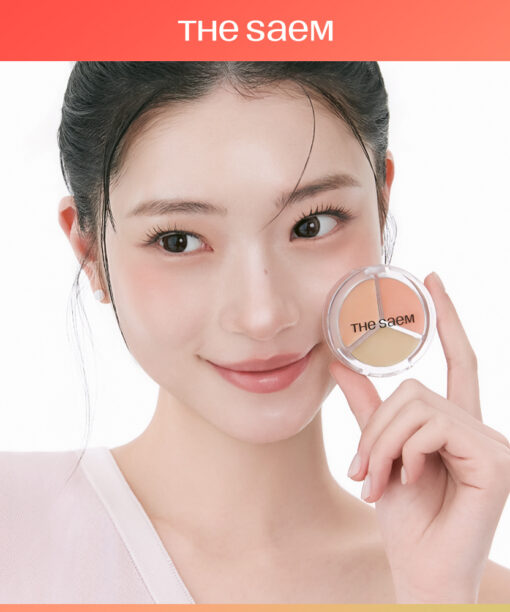 【光澤款】GlowPick🏆~韓國 TheSaem Cover Perfection Triple Pot Concealer Glow 完美色遮瑕X校正X調膚修容盤光澤版 (#01-03) - 3色選擇