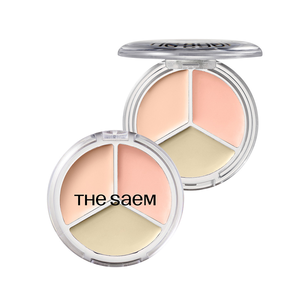 【光澤款】GlowPick🏆~韓國 TheSaem Cover Perfection Triple Pot Concealer Glow 完美色遮瑕X校正X調膚修容盤光澤版 (#01-03) - 3色選擇