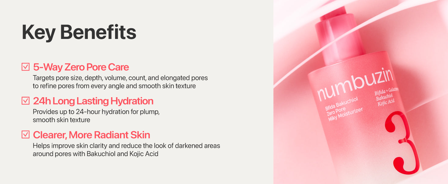 5重毛孔護理~ 韓國numbuzin No.3 Bifida Bakuchiol Zero Pore Milky Moisturizer 雙歧桿菌 補骨脂酚零毛孔乳霜保濕面霜 - 150ml