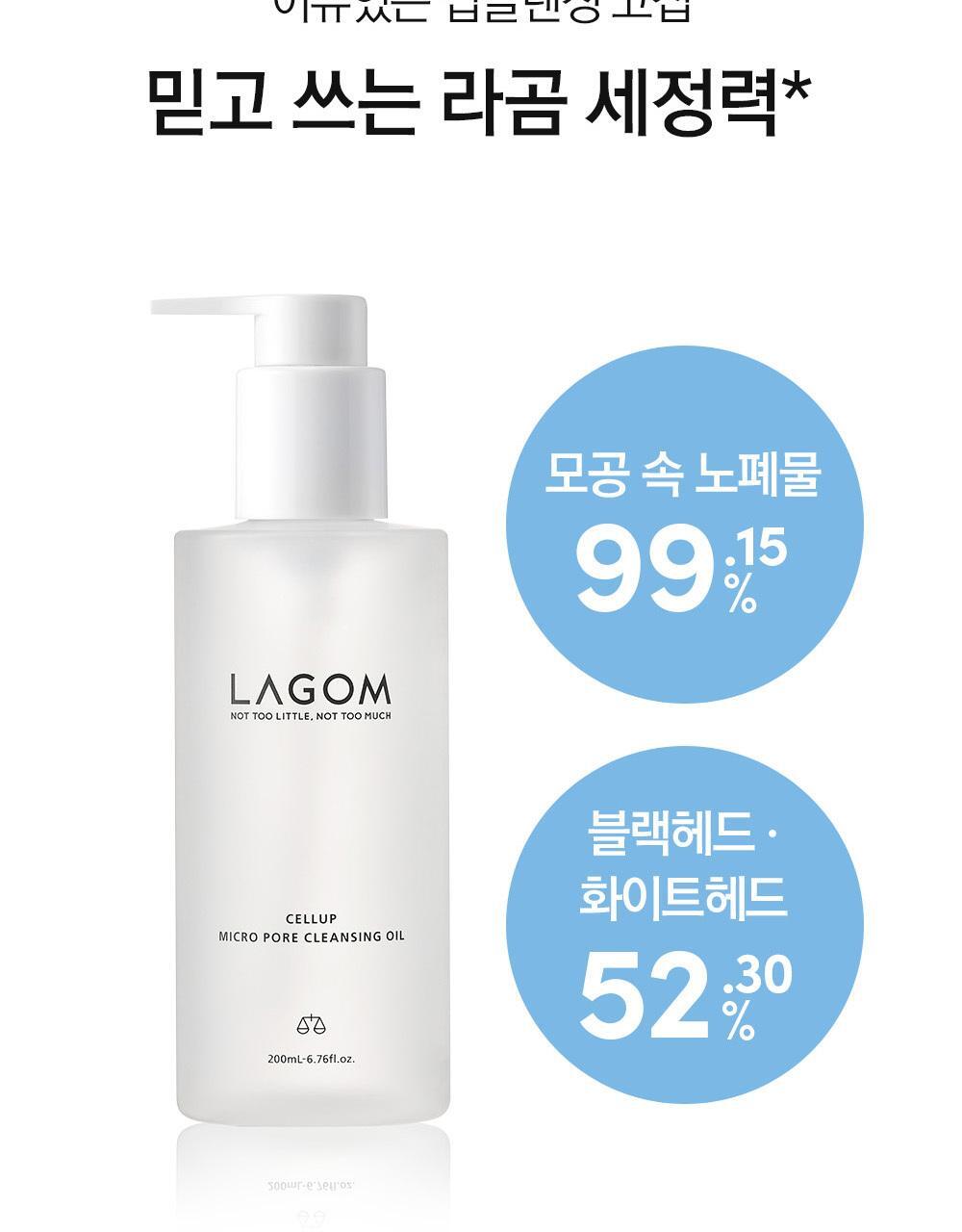 化解🏆 清毛孔溶黑頭~ 韓國 Lagom Cellup Micro Pore Cleansing Oil 仙人掌油微發酵清毛孔卸妝油 - 200ml