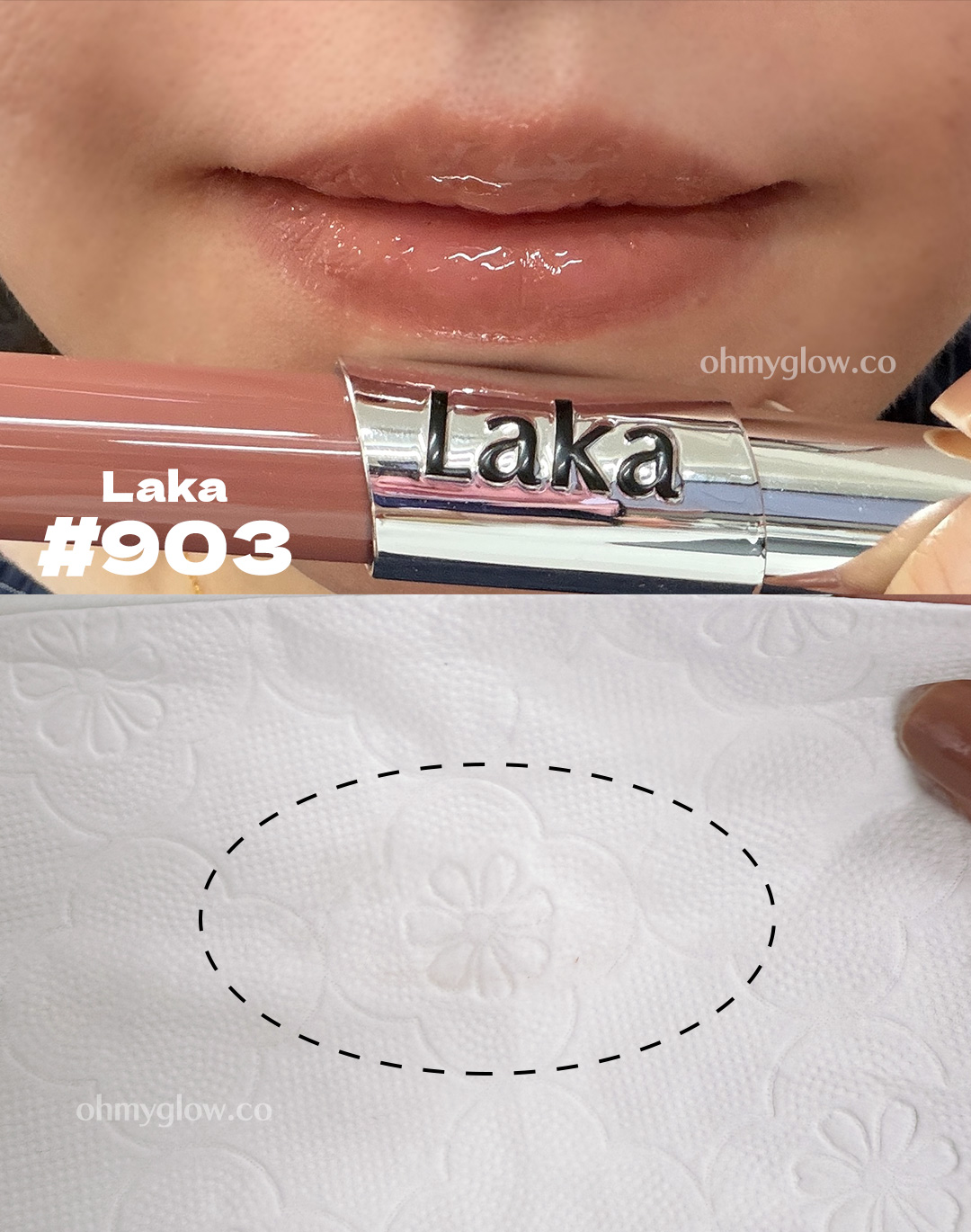 Laka Perfect Twin Lip 特色沾杯實測 試埋用紙巾捽! 實測未去到100%唔甩 但持妝度都算不錯~ 版權所有不得轉載 © All right reserved by Oh!myGLOW