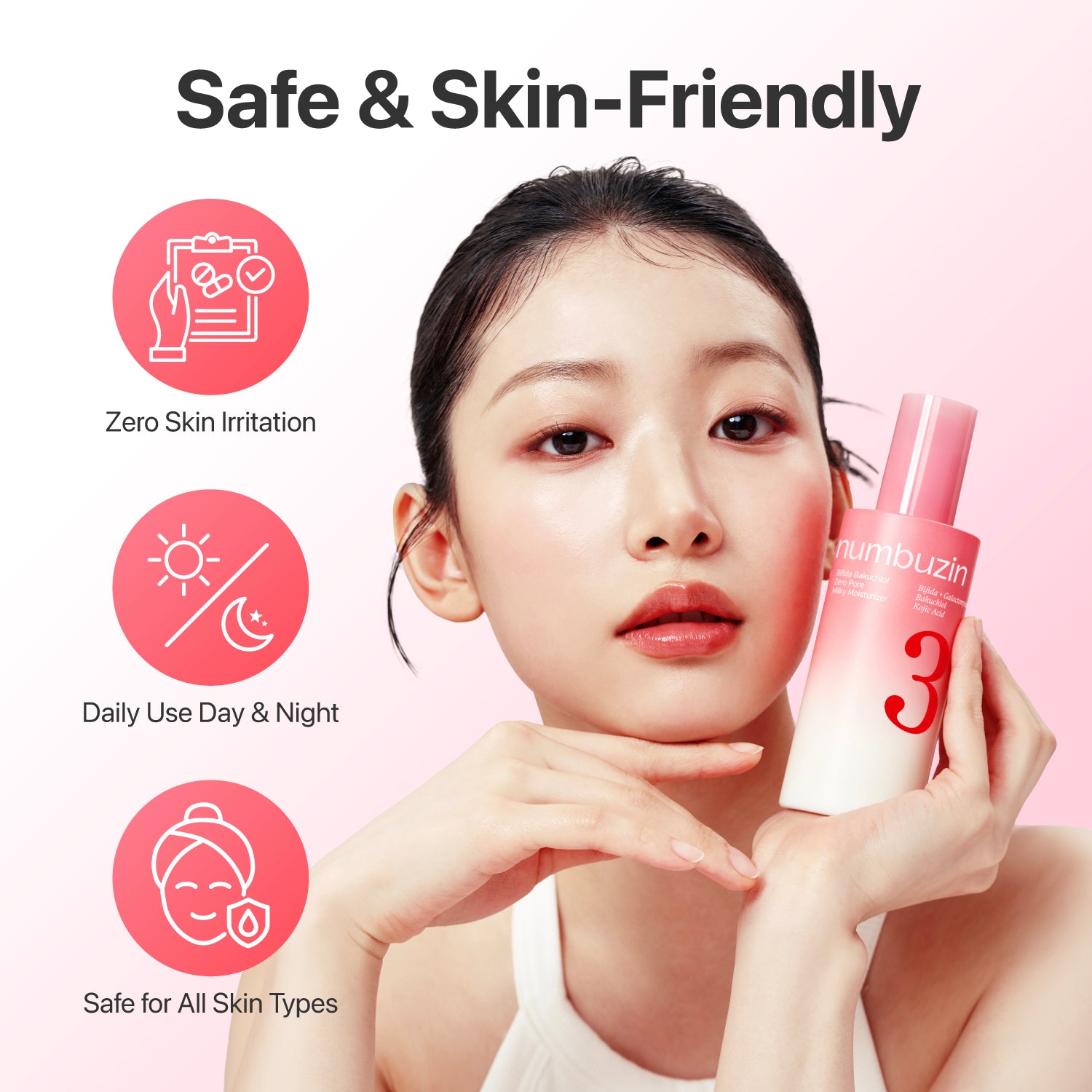 5重毛孔護理~ 韓國numbuzin No.3 Bifida Bakuchiol Zero Pore Milky Moisturizer 雙歧桿菌 補骨脂酚零毛孔乳霜保濕面霜 - 150ml
