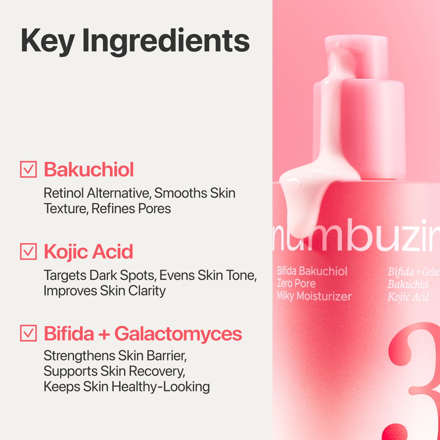 5重毛孔護理~ 韓國numbuzin No.3 Bifida Bakuchiol Zero Pore Milky Moisturizer 雙歧桿菌 補骨脂酚零毛孔乳霜保濕面霜 - 150ml