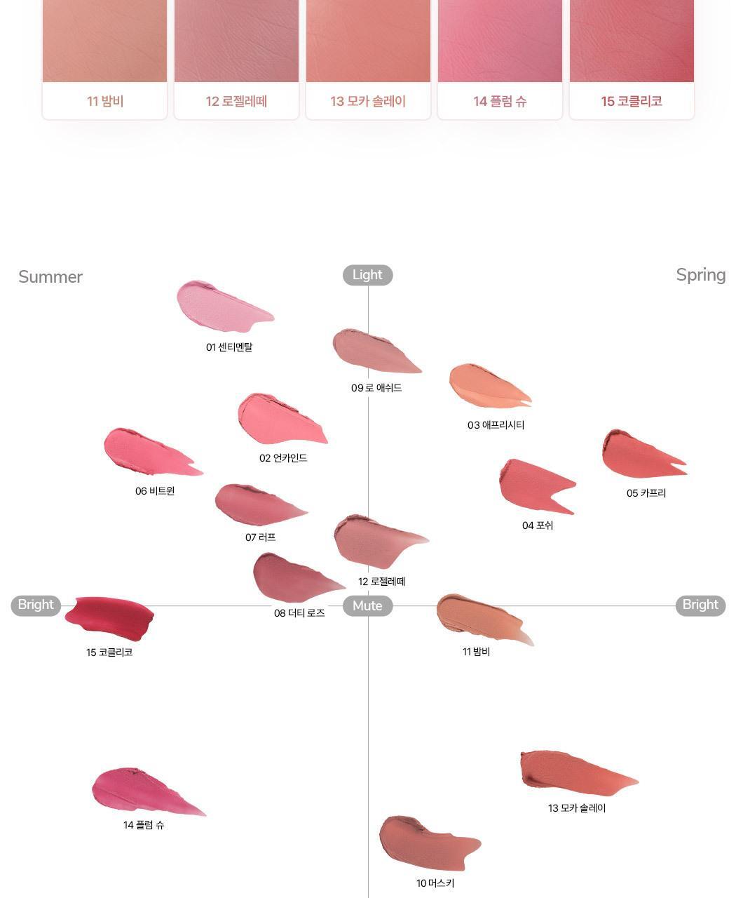 Min Kim大師共同研發~韓國 wakemake Bold Lip Blur Tint 柔和顯色像素級柔焦霧面唇釉 (#01-15) - 15色選擇