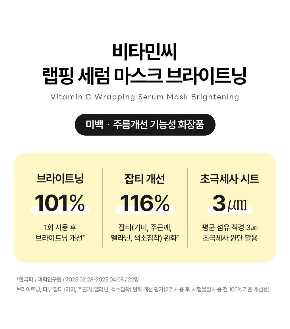 韓國 Mediheal Vitamin C Wrapping Serum Mask Brightening 99%純維C提亮淡瑕包裹式精華面膜 10片裝 - 2種選擇