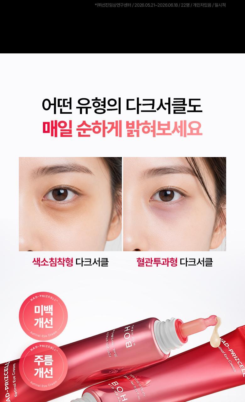 KO眼周暗沉細紋【1+1 優惠裝】韓國 BioHeal BOH NAD Prizcell Retinal Eye Cream Double Pack 專利 99%高純度 NAD X A醛 逆齡重煥眼周活力修護眼霜 - 25ml x 2
