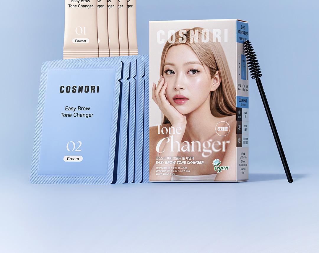 【家用5-10分鐘染眉】韓國cosnori Easy Brow Mood Changer 自然眉色轉換染眉漂眉染眉劑(Tone Changer漂眉/Cloud Taupe灰棕/Rosy Brown玫瑰棕) 一盒5次用 - 5色選擇
