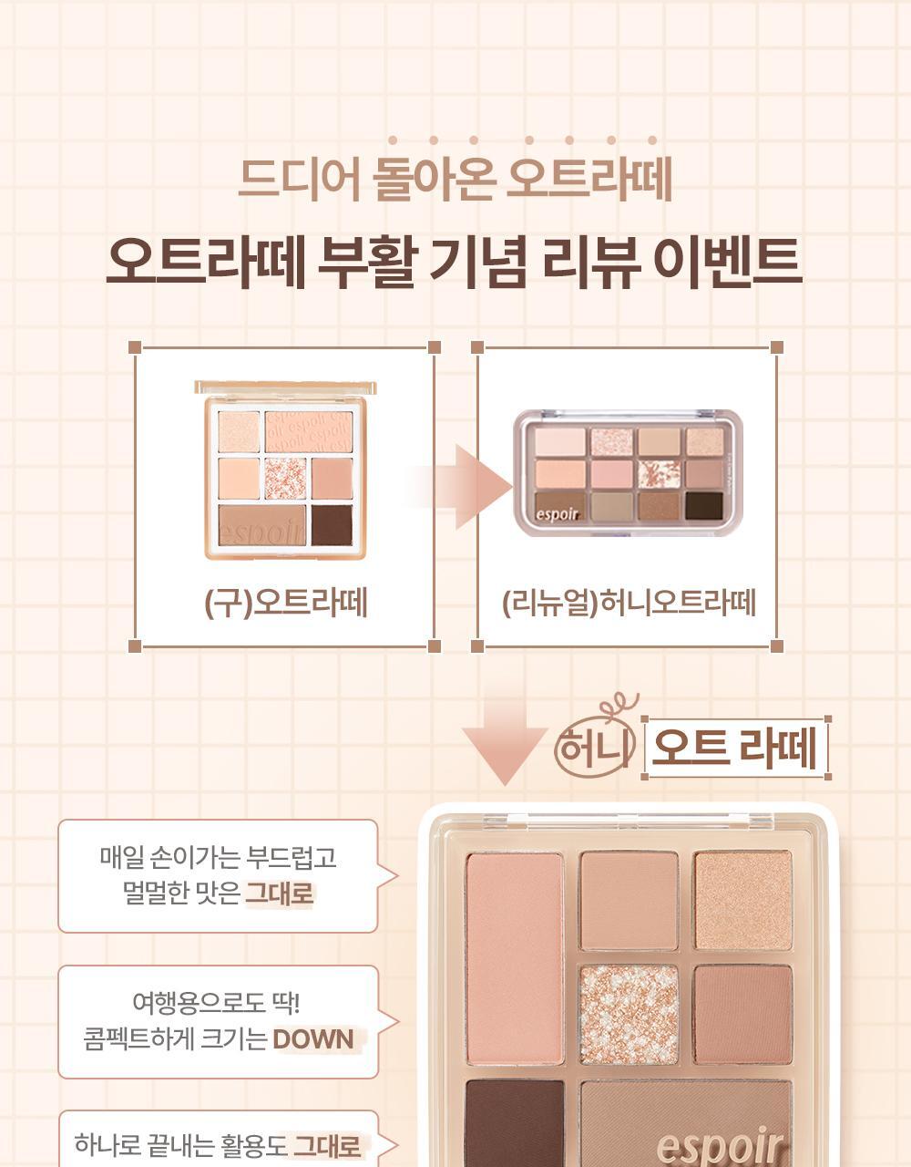 韓國 espoir☕ 經典燕麥Latte系列回歸~espoir Easy Wear Eye Palette 日常實用7色眼影X胭脂X修容綜合眼影盤(#01-03) - 3色選擇