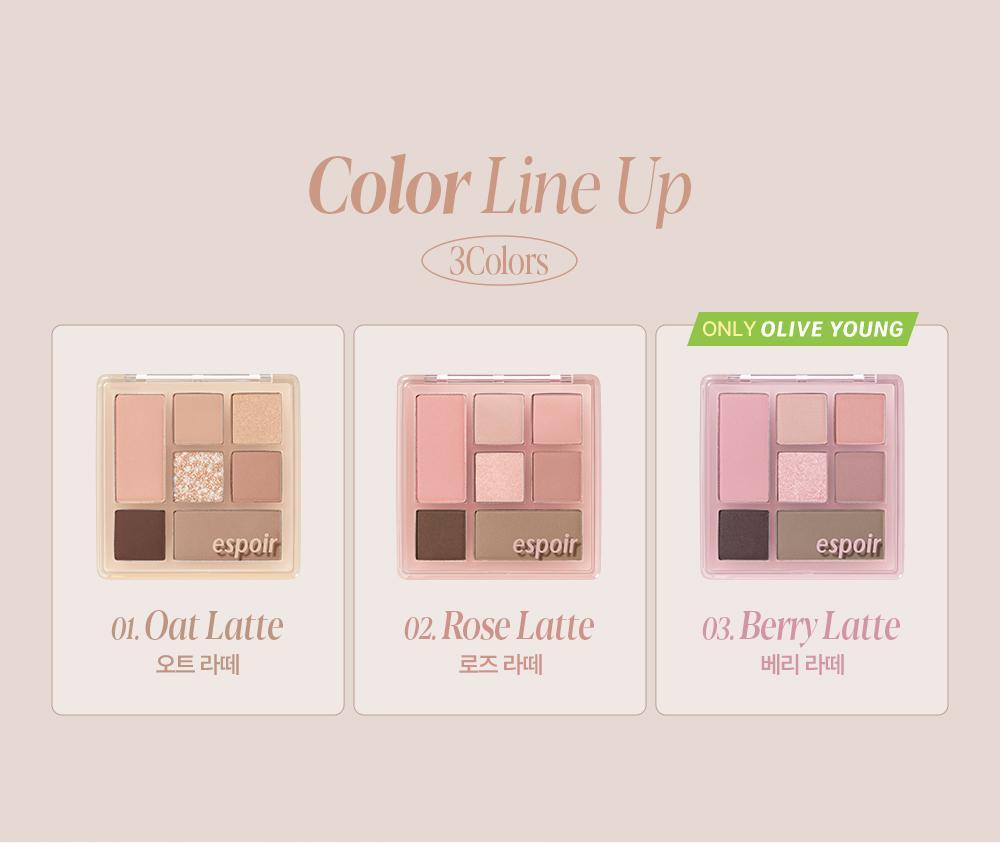 韓國 espoir☕ 經典燕麥Latte系列回歸~espoir Easy Wear Eye Palette 日常實用7色眼影X胭脂X修容綜合眼影盤(#01-03) - 3色選擇