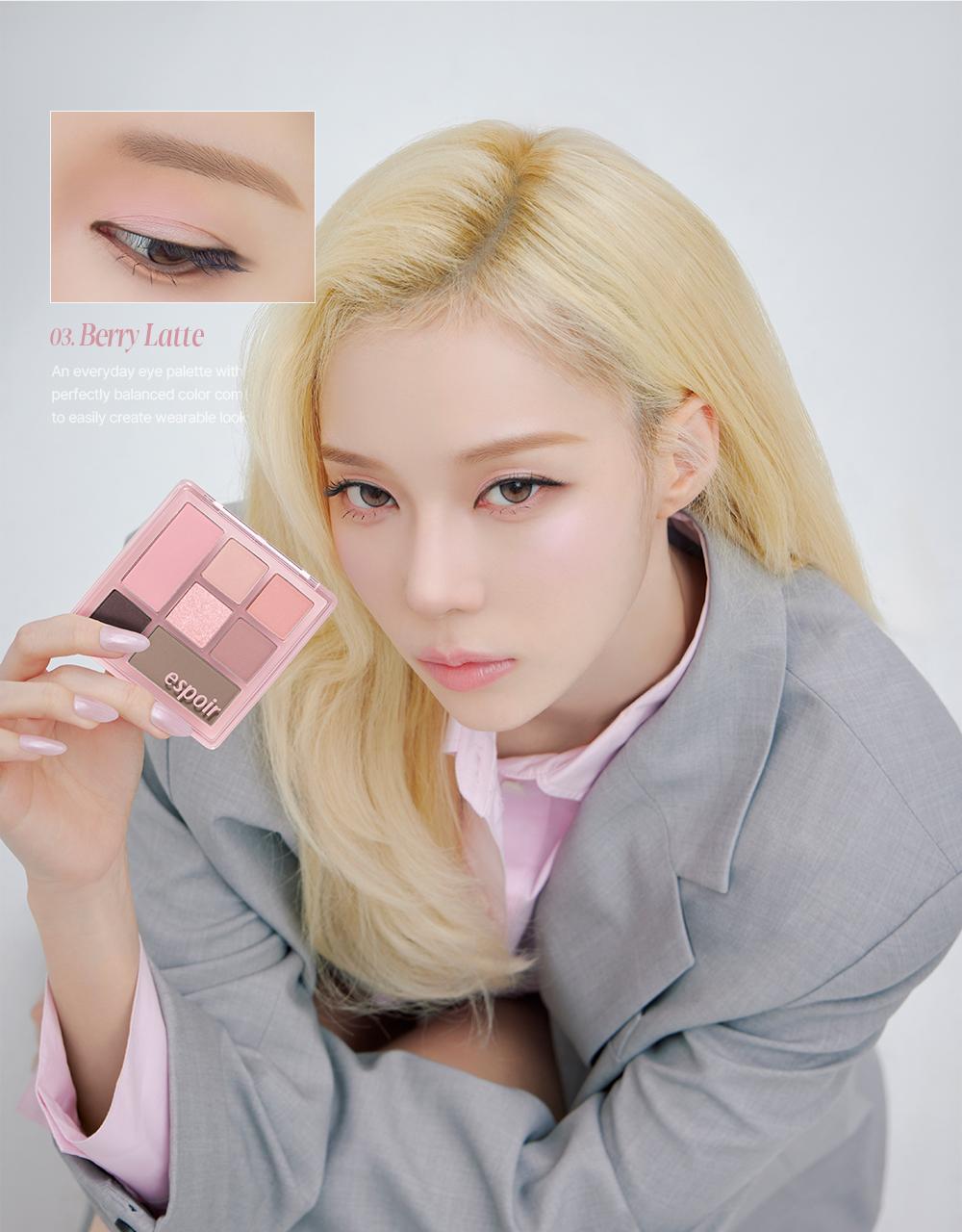 韓國 espoir☕ 經典燕麥Latte系列回歸~espoir Easy Wear Eye Palette 日常實用7色眼影X胭脂X修容綜合眼影盤(#01-03) - 3色選擇