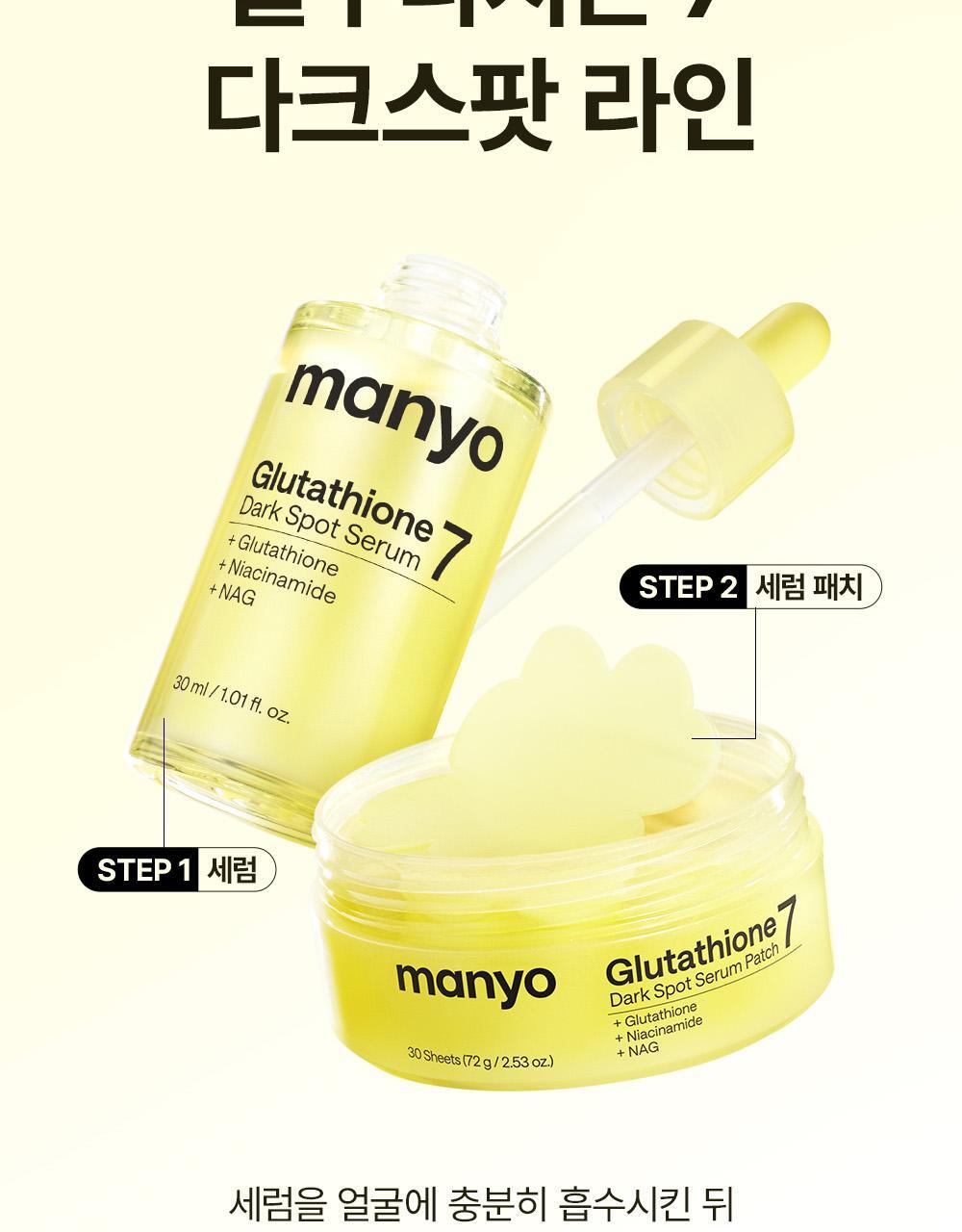 可撕式全精華面膜🌼 美白淡斑&黑眼圈~韓國 manyo Glutathione 7 Dark Spot Serum Patch 99%高純度奈米穀胱甘肽7日淡斑精華果凍面膜貼片 - 30片裝