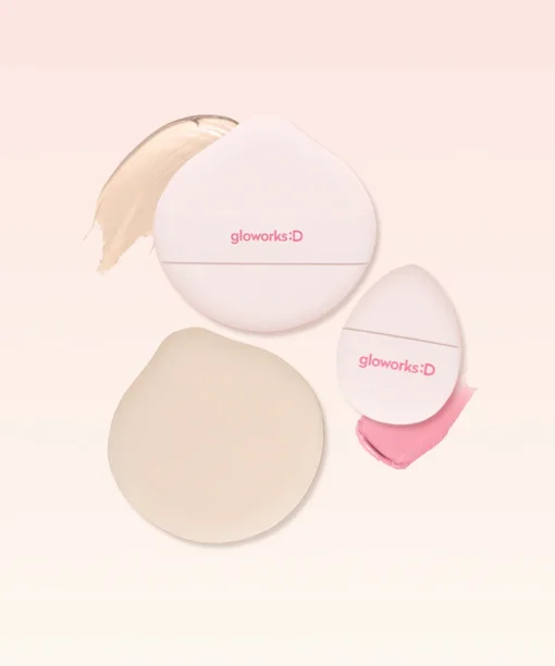韓國Daiso熱賣 Gloworks Palette Puff 多用途水滴形水潤遮瑕粉撲套裝連收納盒 - 4個裝