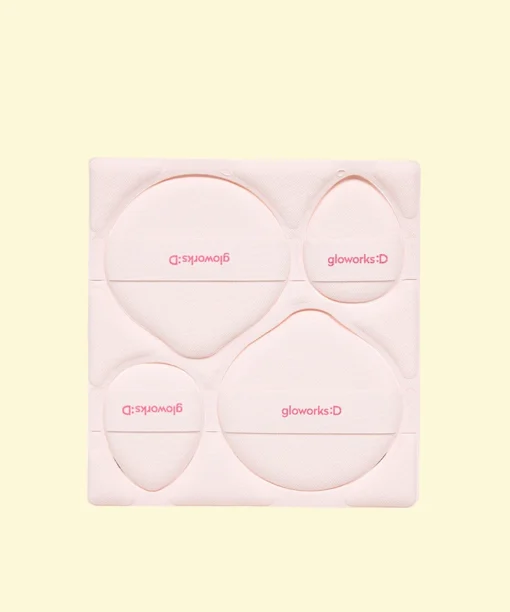 韓國Daiso熱賣 Gloworks Palette Puff 多用途水滴形水潤遮瑕粉撲套裝連收納盒 - 4個裝