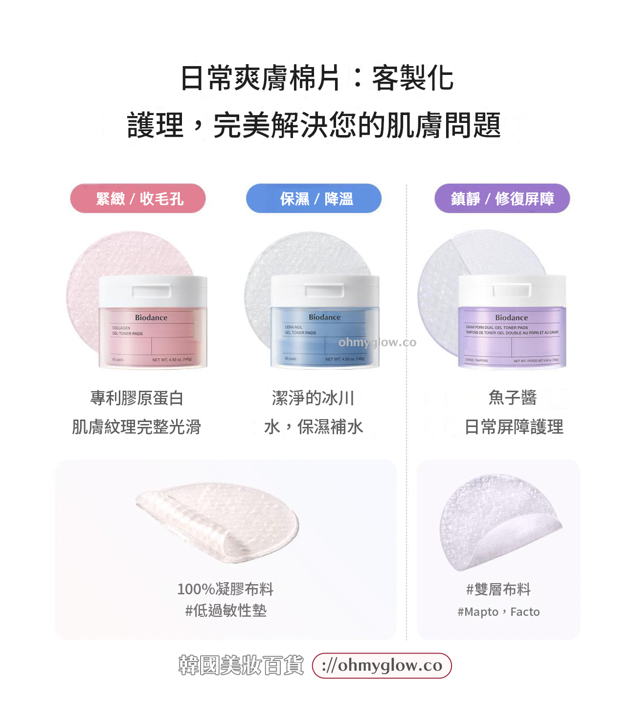 韓國 Biodance Caviar PDRN Dual Gel Toner Pads 高濃度魚子醬PDRN雙重凝膠爽膚濕敷果凍棉片 - 60片裝