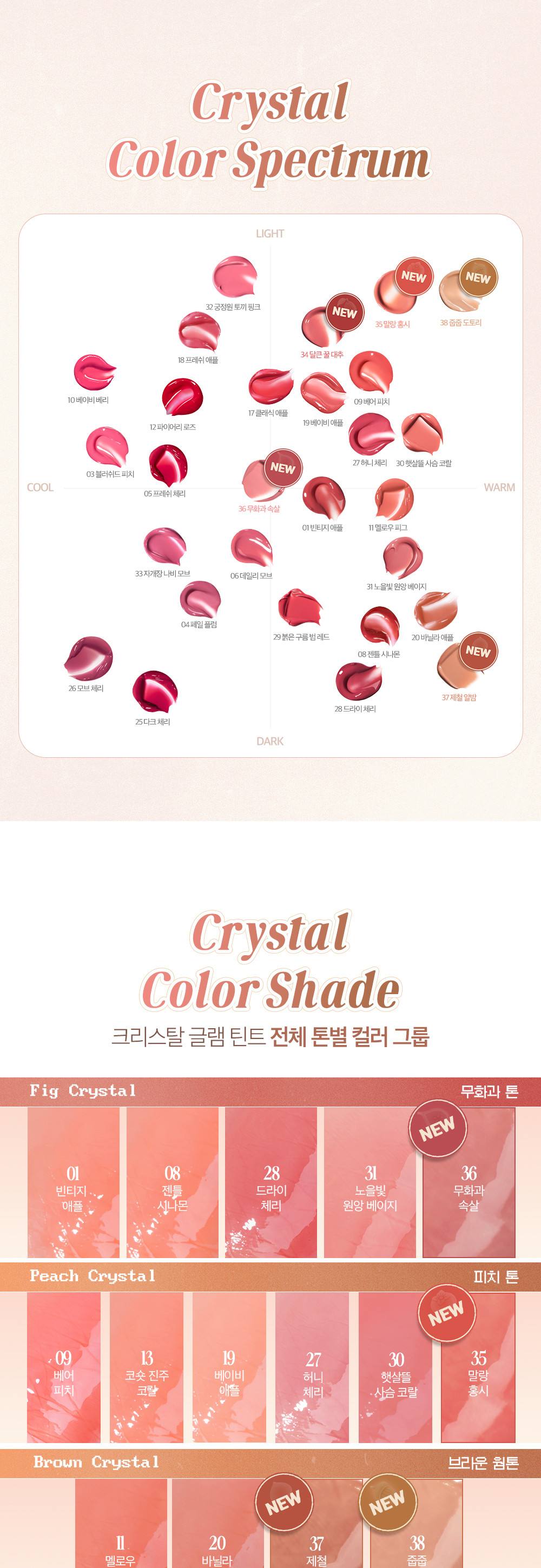 新色🌰秋栗系列入【Harry Potter送KeyRing】消委會5星唇彩!韓國 Clio Crystal Glam Tint 晶透玻璃水光唇釉#01-38 - 38色選擇