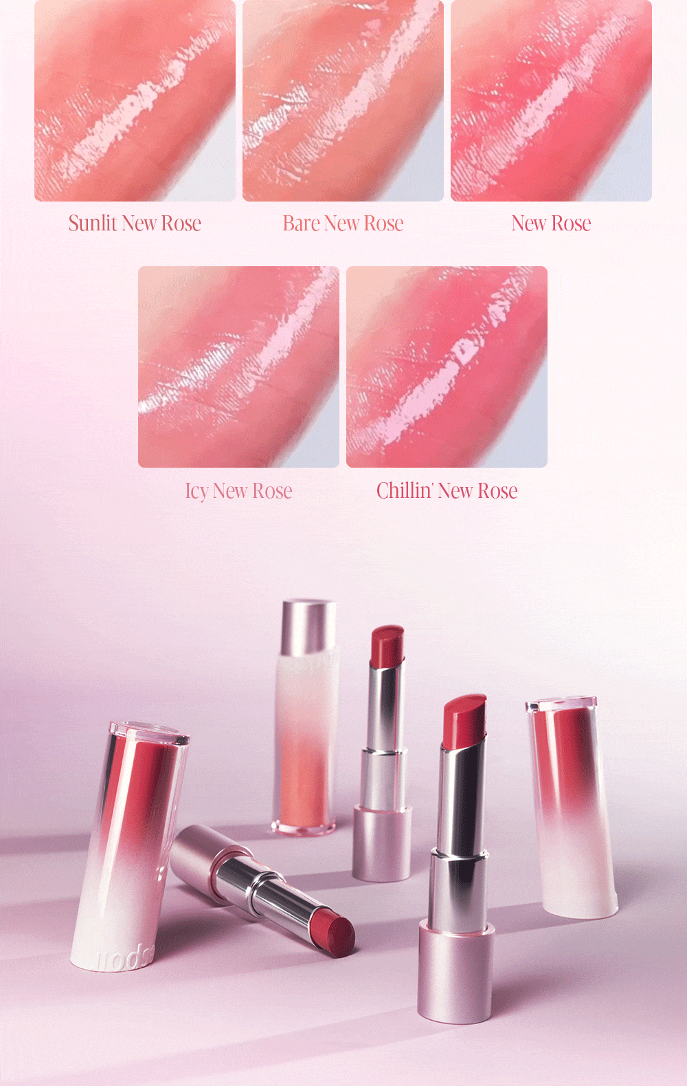 新色New Rose系列🌹~上咀超順滑🥰 🏆GlowPick No.1 水亮唇膏~韓國espoir X Winter Nowear Lipstick Balming Glow 水光潤澤純素唇膏(#01-25) - 多色選擇