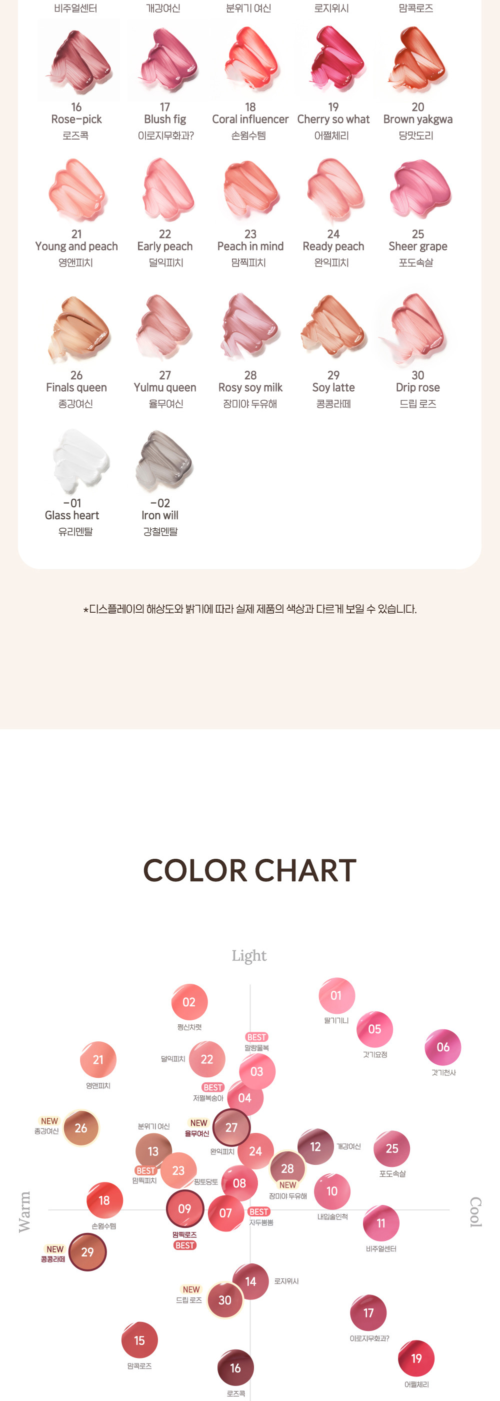 新色入! 升級版~GlowPick🏆 韓國Peripera Mood Glowy Tint 冰糖玻璃感水光唇釉 (#-1 #-2, #01-30) - 32色選擇