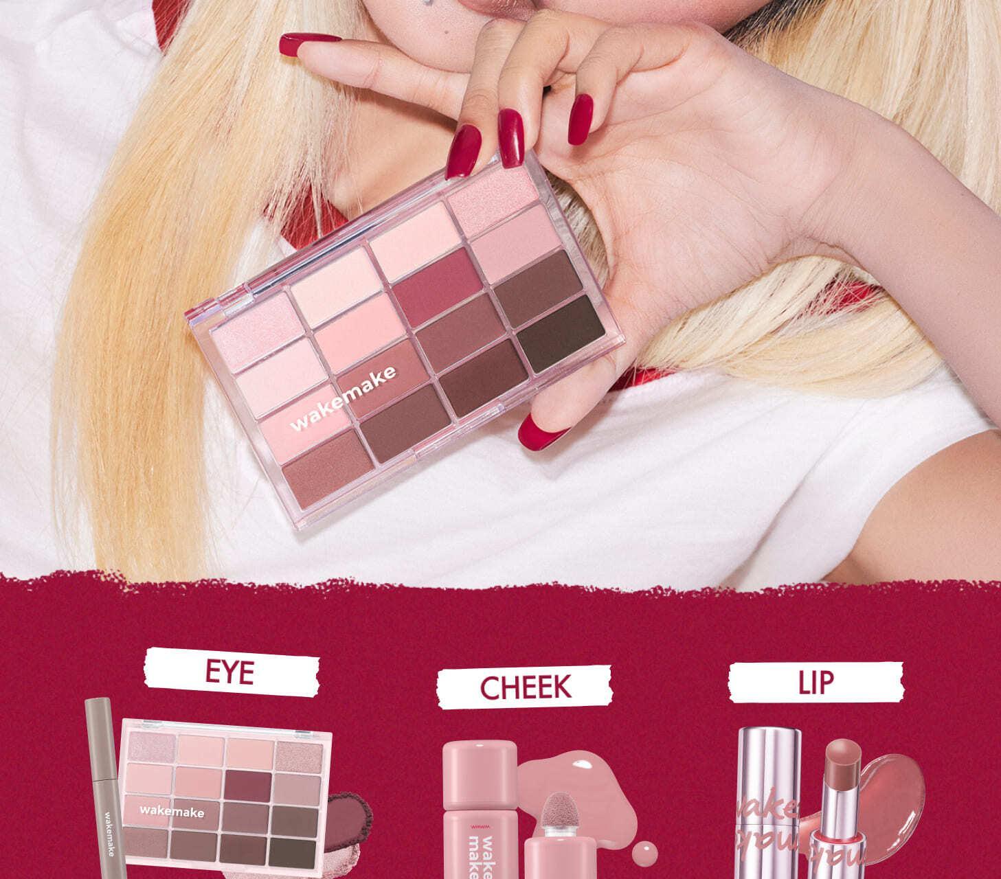 [最新🍒#33 Off Cherry系列色入！] 🏆2年銷量No.1! 韓國WakeMake Soft Blurring Eye Palette 16色眼影盤 (#01-33) - 多款色調選擇